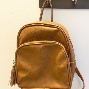 Cute little brown leather backpack || lightly used